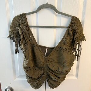 Free People crop top with tassels